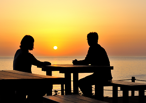 写真:鹿の浦展望所からみる夕陽