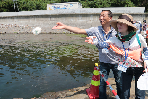 写真:あわびの稚貝放流2